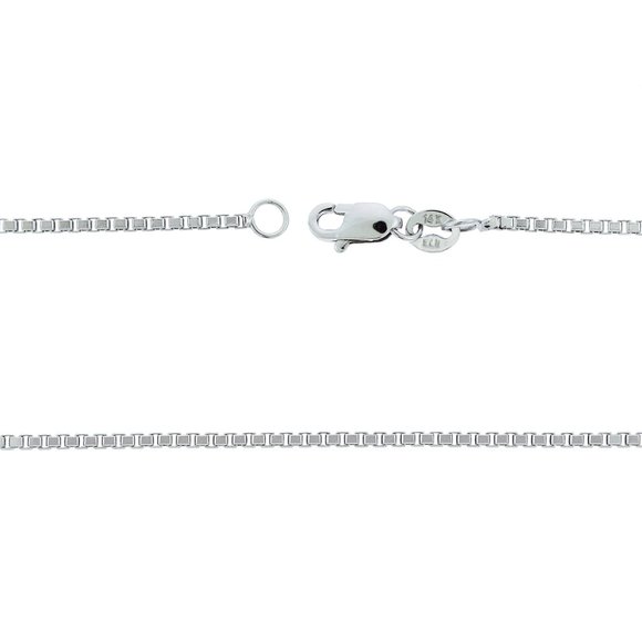 20" Box Link Chain Necklace 14K White Gold - Picture 2 of 3